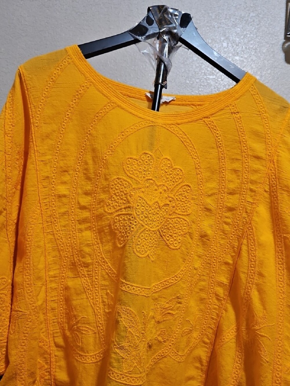 Cato Yellow Embroidered Peasant Tunic - Picture 3 of 8
